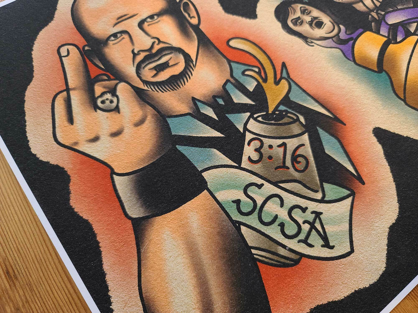 Wrestling Tattoo Flash Print #1