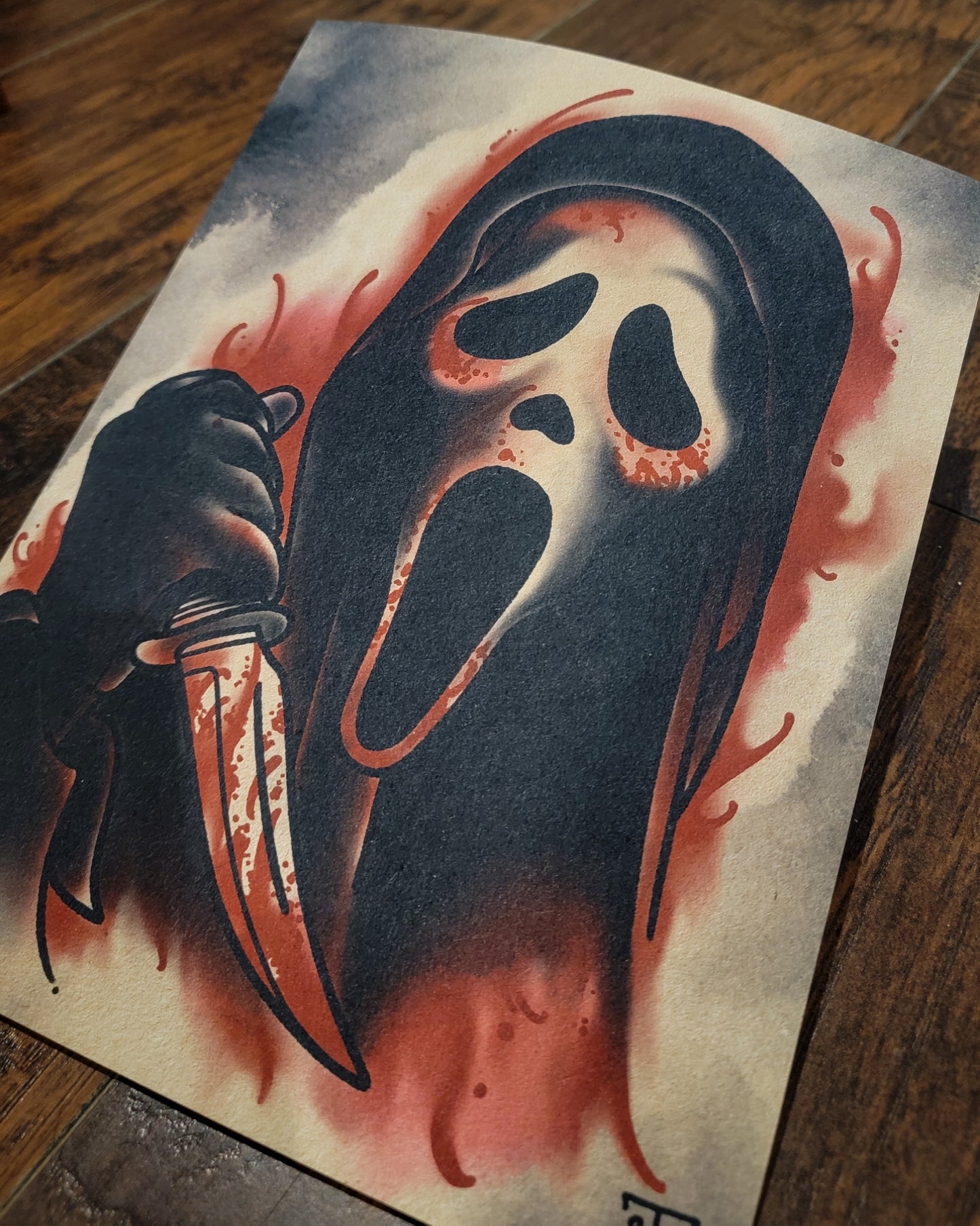 Ghostface Scream Tattoo Flash Print