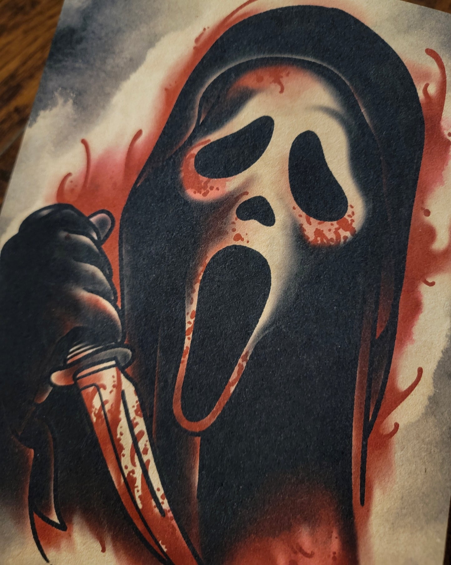 Ghostface Scream Tattoo Flash Print
