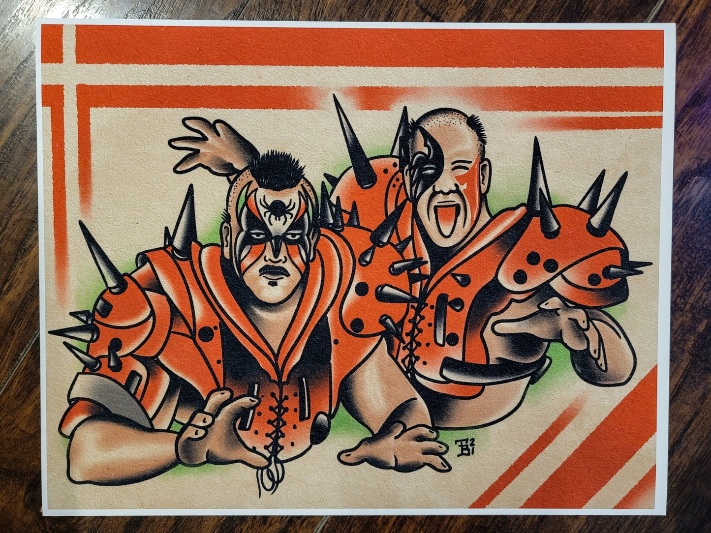 Wrestling Tattoo Flash Print #3