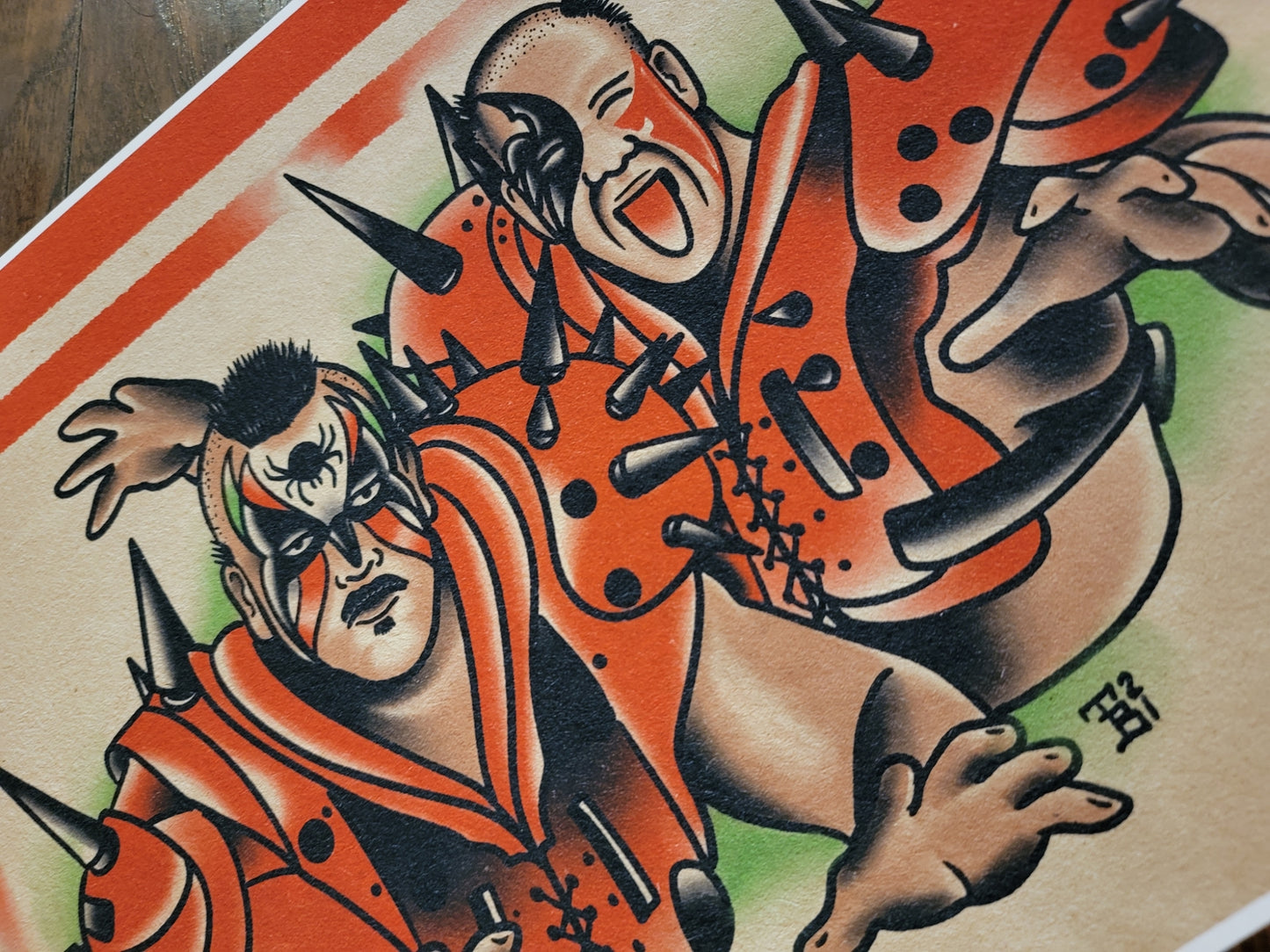 Wrestling Tattoo Flash Print #3