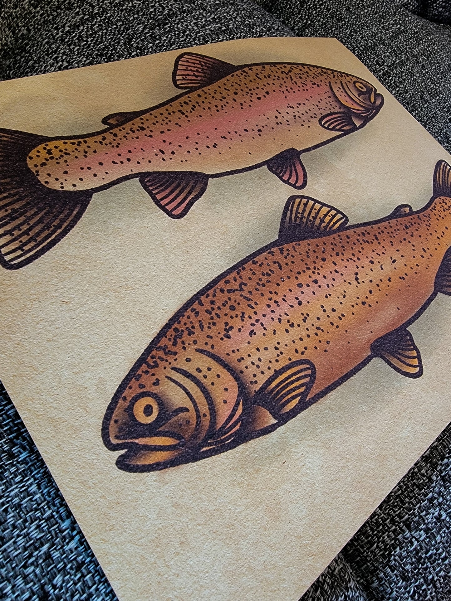 Trout Fishing Tattoo Flash Print