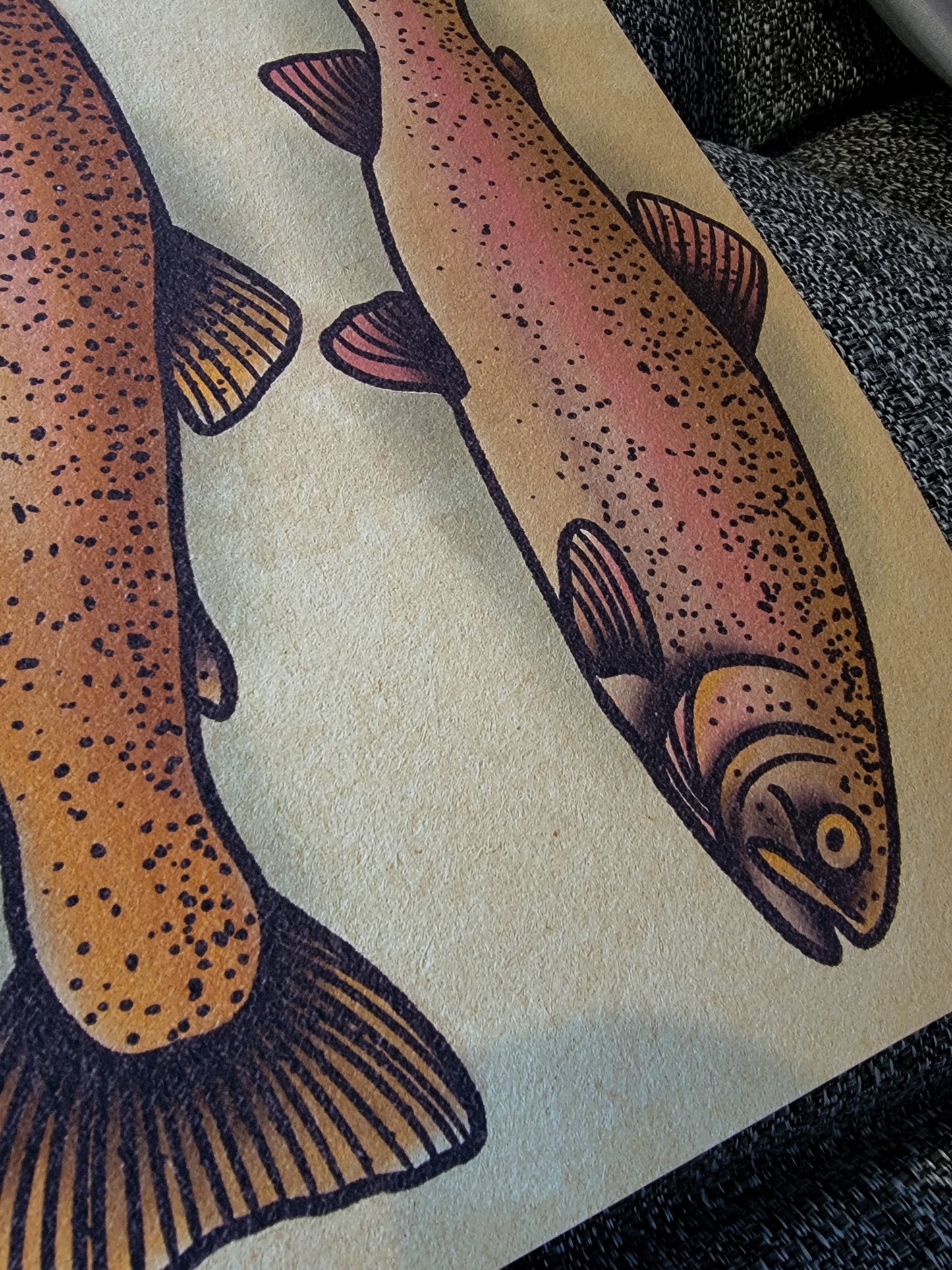 Trout Fishing Tattoo Flash Print