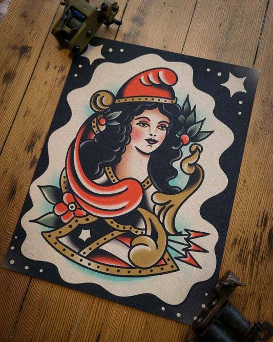 Lady Liberty Tattoo Flash Print