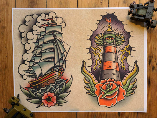 Nautical Tattoo Flash Print