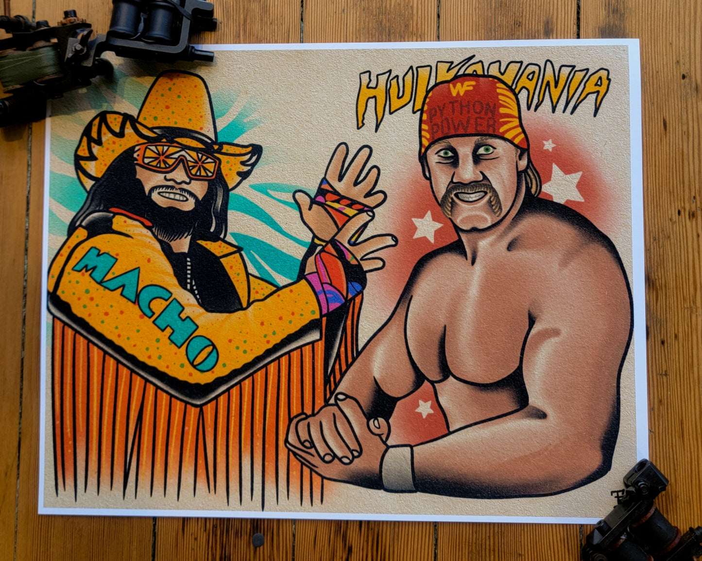 Wrestling Tattoo Flash Print #2