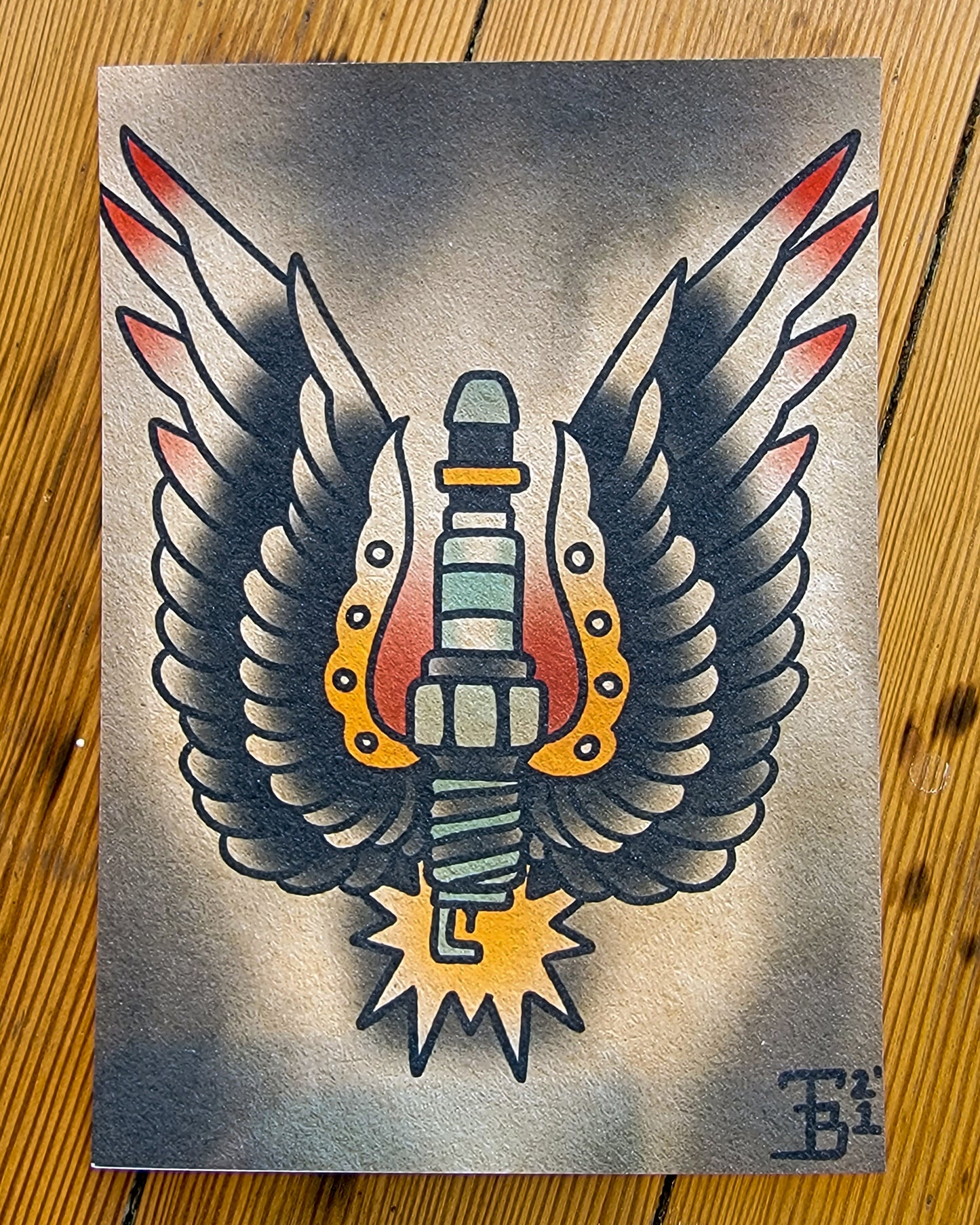 Spark Plug Tattoo Flash Art Print