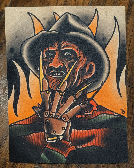 Freddy Krueger Tattoo Flash Print