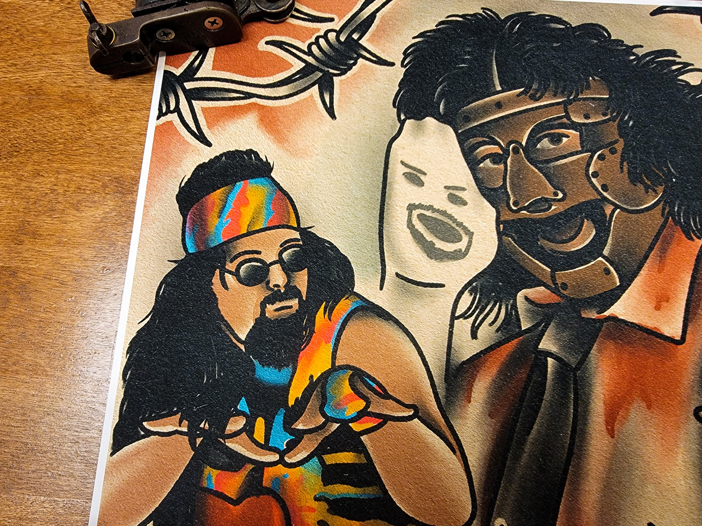 Wrestling Tattoo Flash Print #4